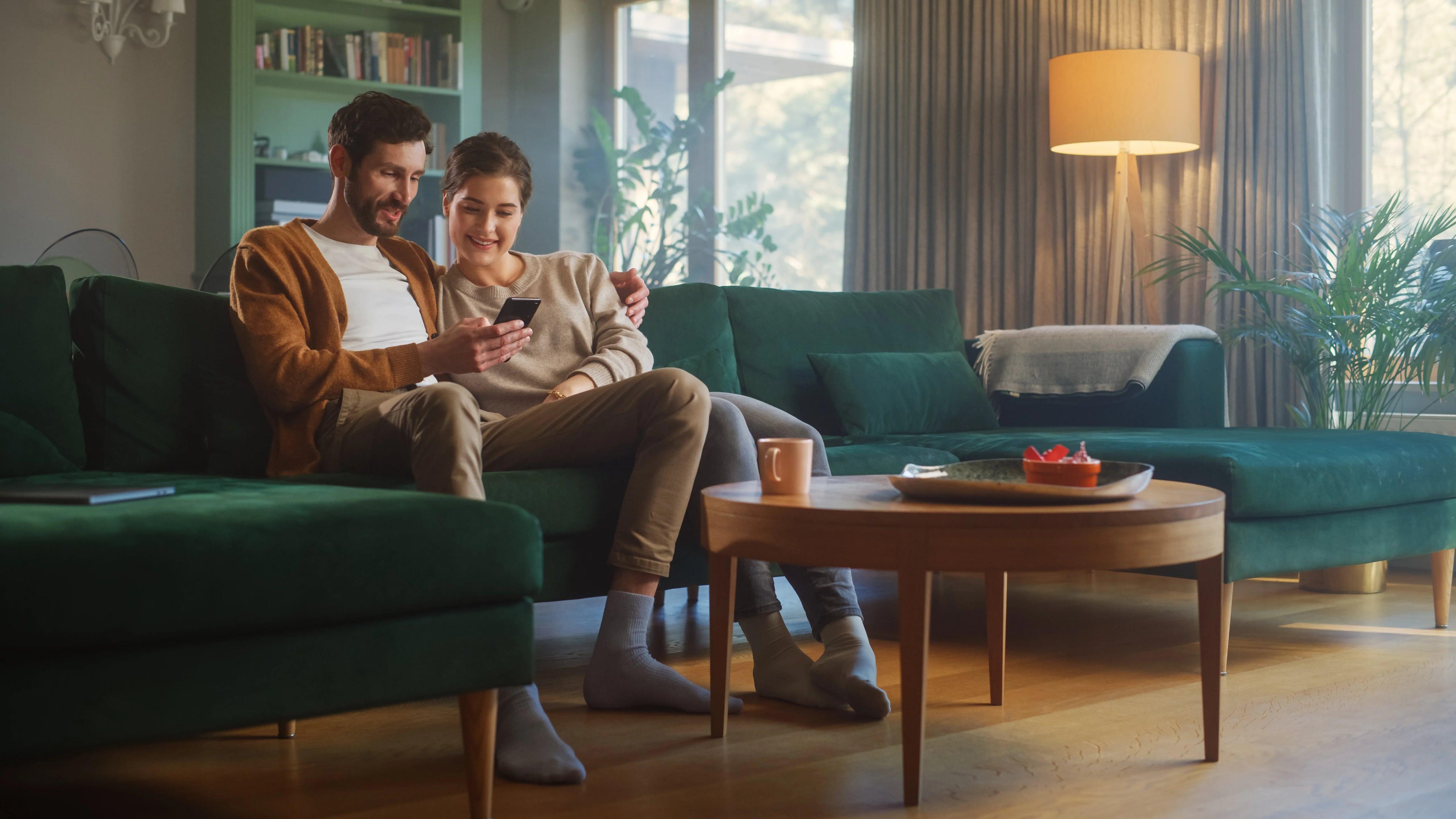 couple looking at a phone